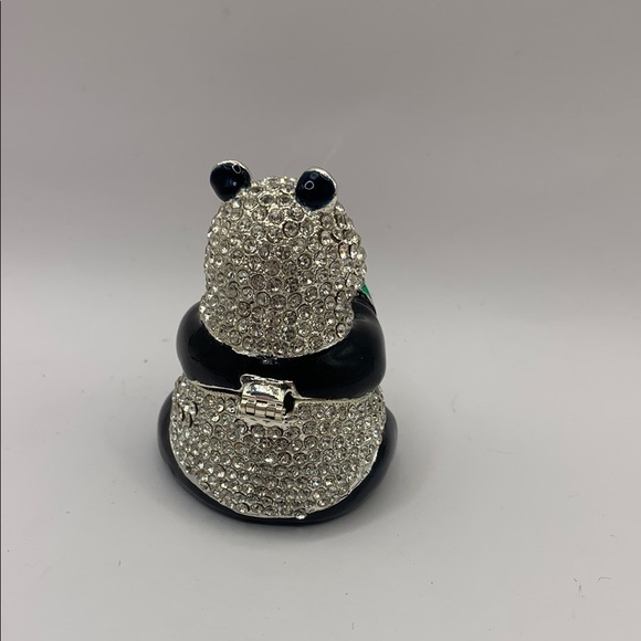 Sparkling Panda Figurine with Green Accent - Picture 4 of 10